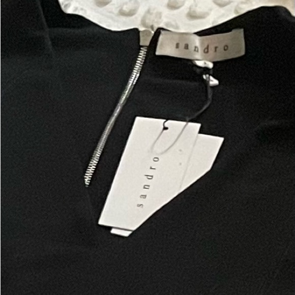 NWT Sandro Paris Dress Sz 1 (US size 6) Black pleated, abstract. Colorful. - Picture 3 of 7